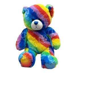 Build a Bear Tie-Dye‎ Peace Rainbow Pride 16" Bear Plush Stuffed Animal Toy BAB